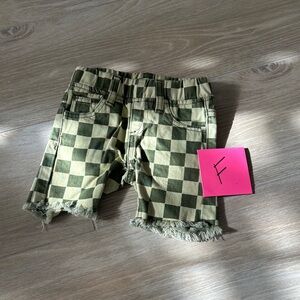 Kids Checkered Green Shorts